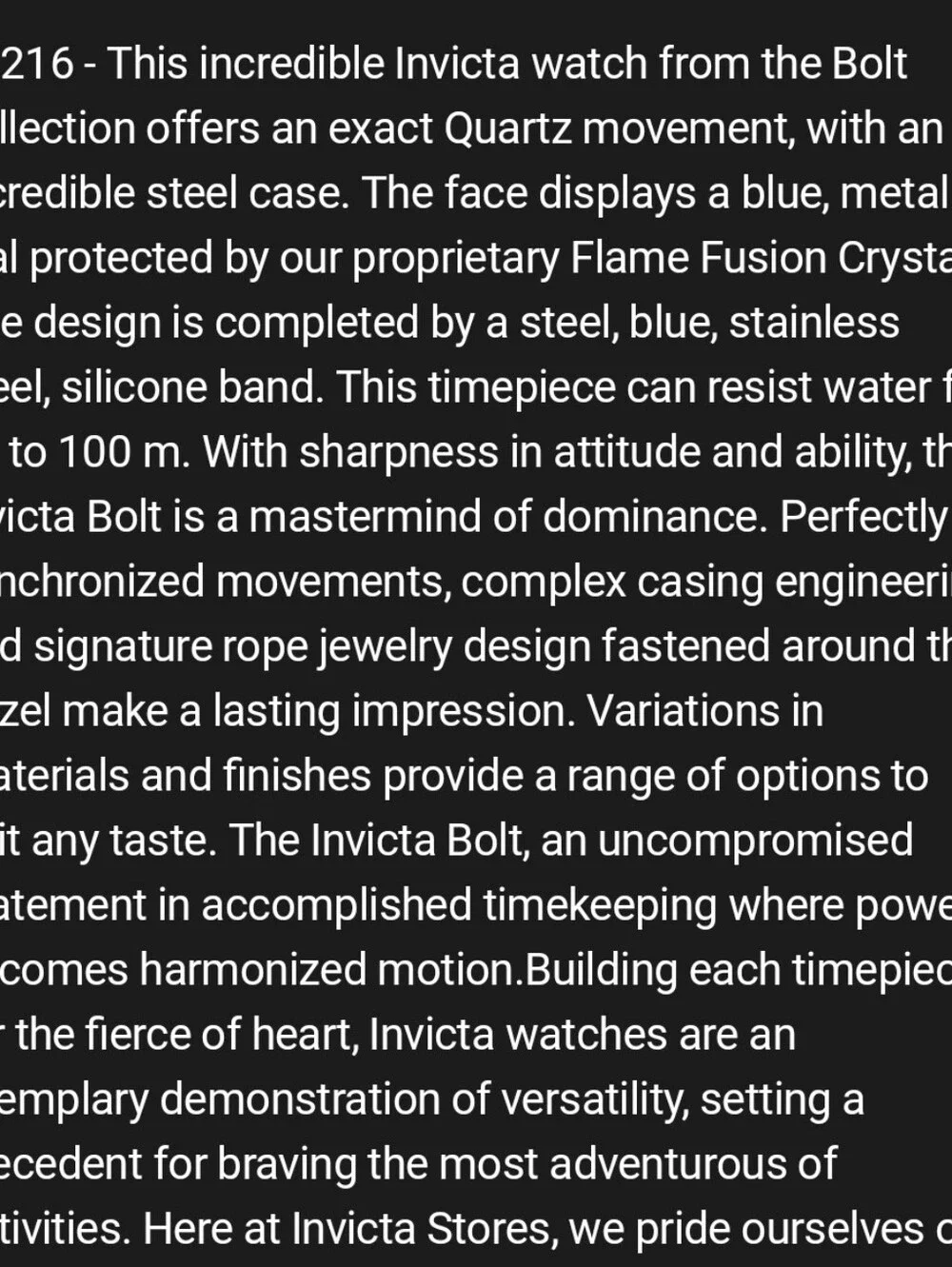 NEW ⌚️ Invicta Men's Blue Steel 24216 BOLT Tensile Chronograph Statement Watch